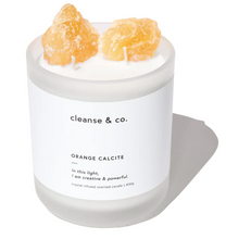 Load image into Gallery viewer, Orange Calcite Intention Candle - creative &amp; powerful