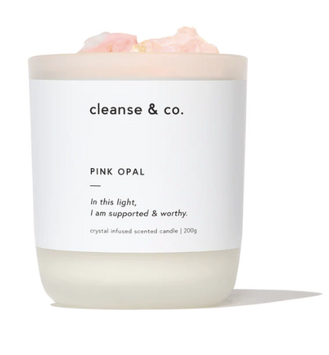 Pink Opal Intention Candle - supported & worthy